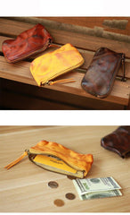 Brown Change Pouch For Men - Slim Profile View - iwalletsmen