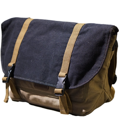 Black Green Canvas Large Messenger Bag Crossbody Bag Black Canvas Satchel Bag For Men - iwalletsmen