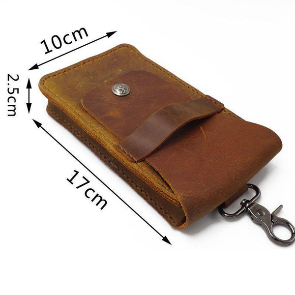 Handmade Brown LEATHER MEN Slim Belt Pouches Waist BAG Slim Belt Bag FOR MEN - iwalletsmen