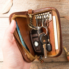 Black Leather Mens Key Holder Wallet Car Key Wallet Key Holder Card Holder For Men - iwalletsmen