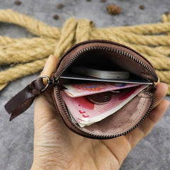 Mens Brown Leather Coin Purse Coin Pouch Change Case Mini Leather Pouch For Men and Women - iwalletsmen