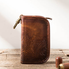 Black Leather Mens Key Holder Wallet Car Key Wallet Key Holder Card Holder For Men - iwalletsmen