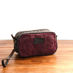 Mens Army Green Waxed Canvas Dopp Kit Mini Messenger Bag Army Green Canvas Toiletry Bag for Men - iwalletsmen
