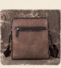 Vintage Coffee LEATHER MEN'S Small Side bag Brown Vertical Phone Bag MESSENGER BAG Courier Bag FOR MEN - iwalletsmen