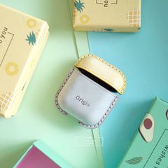 Personalized Yellow&Green Leather AirPods 1,2 Case Custom Green&Yellow Leather 1,2 AirPods Case Airpod Case Cover
