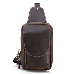 Vintage Leather Men's Chest Bag Sling Bag One Shoulder Backpack For Men - iwalletsmen