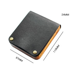 Cool Wooden Black Leather Mens Wallet Small Card Holder Coin Wallet for Men - iwalletsmen