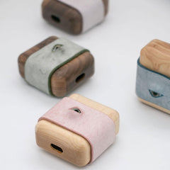 Handmade Black Leather Wood AirPods Pro Case with Eye Custom Leather AirPods Pro Case Airpod Case Cover - iwalletsmen
