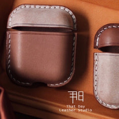 Personalized Black&Blue Leather AirPods 1,2 Case Custom Leather 1,2 AirPods Case Airpod Case Cover