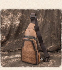 Blue LEATHER MENS Sling Bags Sling Pack One Shoulder Backpack Blue Chest Bag For Men - iwalletsmen