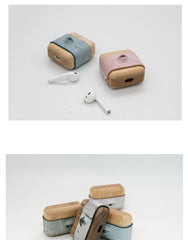 Handmade Black Leather Coffee Wood AirPods Pro Case with Eye Custom Leather AirPods Pro Case Airpod Case Cover - iwalletsmen