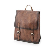 Fashion Brown LEATHER MEN'S College Backpack Travel Backpack Satchel School Backpack For Men - iwalletsmen