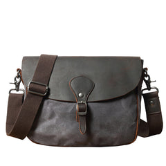 Khaki Waxed Canvas Side Bag Shoulder Bag Mens Cycling Khaki Canvas Messenger Bag For Men - iwalletsmen