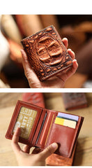 Cool Vertical Dark Brown Leather Mens billfold Wallet Bifold Small Wallet Front Pocket Wallet For Men - iwalletsmen