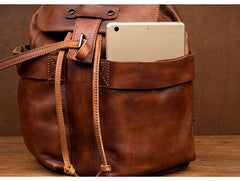 Cool Brown Mens Leather 15inchs Laptop Backpacks Travel Backpacks School Backpacks for men - iwalletsmen