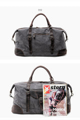 Gray Waxed Canvas Gym Bag Weekend Travel Bag Canvas Mens Weekend Bag Duffle Bag For Men - iwalletsmen