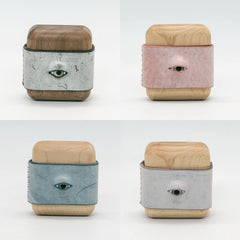 Handmade Pink Leather Coffee Wood AirPods Pro Case with Eye Custom Leather AirPods Pro Case Airpod Case Cover - iwalletsmen