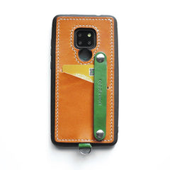 Handmade Black Leather Huawei Mate 20 X Case with Card Holder CONTRAST COLOR Huawei Mate 20 Leather Case - iwalletsmen