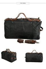 Black Waxed Canvas Gym Bag Weekend Travel Bag Canvas Mens Black Weekend Bag Duffle Bag For Men - iwalletsmen