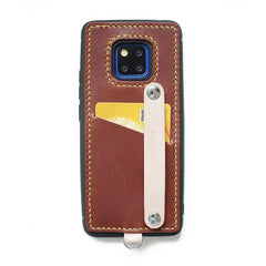 Handmade Green Leather Huawei Mate 20 Pro Case with Card Holder CONTRAST COLOR Huawei Mate 20 Pro Leather Case - iwalletsmen