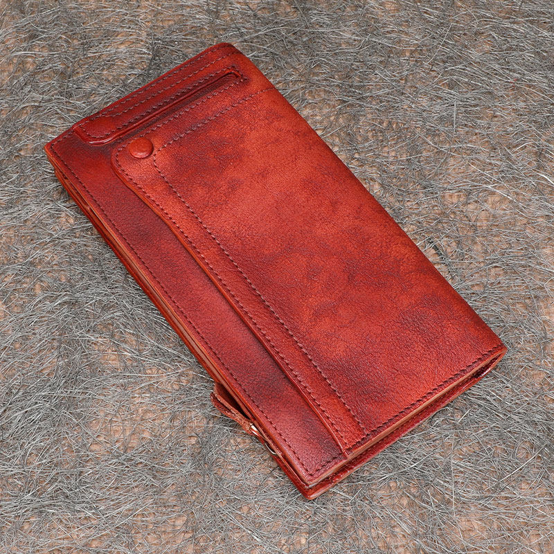 HANDMADE Small Leather Red Kiss Lock Wallet Vintage Style 