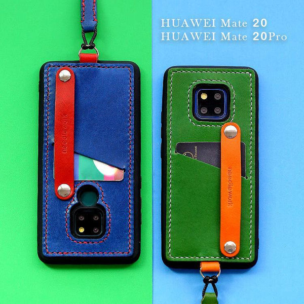 Handmade Leather Huawei Mate 20 Case with Card Holder CONTRAST COLOR Huawei Mate 20 Leather Case - iwalletsmen