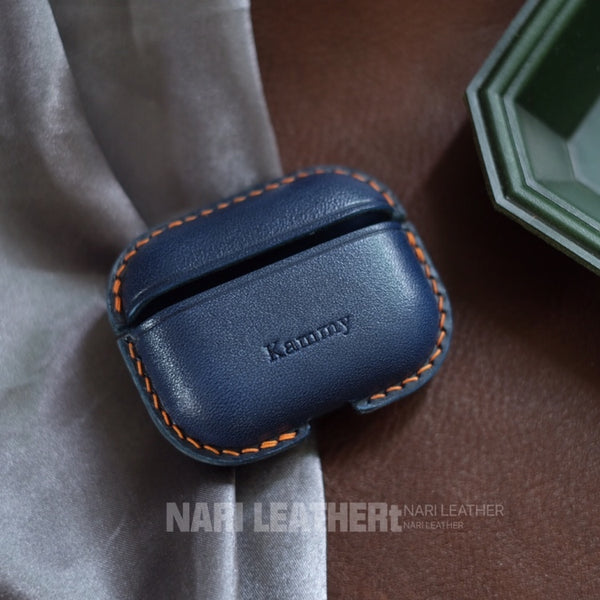 Personalized Blue Leather AirPods Pro Case Custom Blue Leather Pro AirPods Case Airpod Case Cover