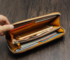 Cool Brown Leather Men's Biker Wallet Biker Chain Wallet Zipper Long Wallet with Chain For Men - iwalletsmen
