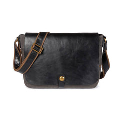 Cool Black Canvas Leather Mens Brown Courier Bag Messenger Bags Casual Postman Bags for Men - iwalletsmen