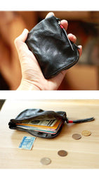 Vintage Slim Coffee Leather Mens Coin Wallet Zipper Coin Holder Change Pouch For Men - iwalletsmen