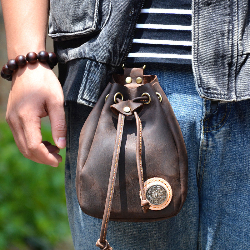 Leather Drawstring Pouch Medieval Belt Pouch Medieval Belt Pouch