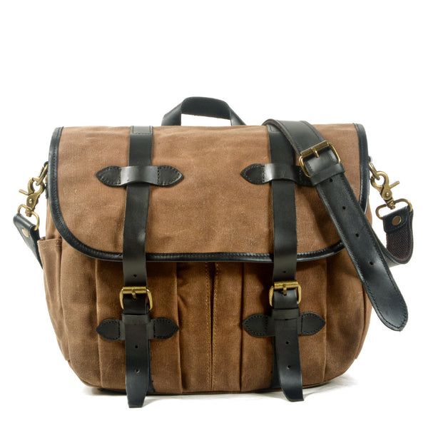 Khaki Waxed Canvas Leather Mens Cycling Messenger Bags Khaki Canvas Side Bag For Men - iwalletsmen