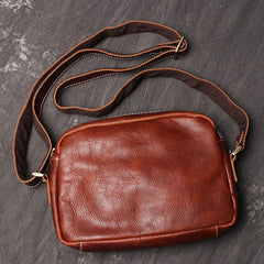 Cool Brown Leather Men's Small Shoulder Bag Messenger Bag Side Bag For Men - iwalletsmen