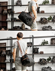 Army Green Waxed Canvas Gym Bag Weekend Travel Bag Canvas Mens Army Green Weekend Bag Duffle Bag For Men - iwalletsmen