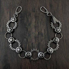 HEAVY METAL PUNK STAR BIKER SILVER WALLET CHAIN LONG PANTS CHAIN SILVER Jeans Chain Jean Chain FOR MEN - iwalletsmen