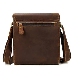 Brown Leather Messenger Bag Men's Vertical Side Bag Small Vertical HandBag Courier Bag For Men - iwalletsmen