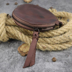 Mens Brown Leather Coin Purse Coin Pouch Change Case Mini Leather Pouch For Men and Women - iwalletsmen