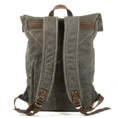 Army Green Waxed Canvas Mens School Backpack Canvas Travel Backpack Waterproof Hiking Backpack For Men - iwalletsmen