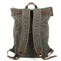 Green Waxed Canvas Mens School Backpack Canvas Travel Backpack Waterproof Hiking Backpack For Men - iwalletsmen