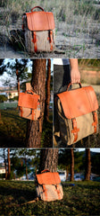 Cool Canvas Leather Womens Mens College Backpack 14'' Travel Backpack Computer Backpack for Men - iwalletsmen