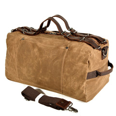 Khaki Waxed Canvas Gym Bag Weekend Travel Bag Canvas Mens Khaki Weekend Bag Duffle Bag For Men - iwalletsmen
