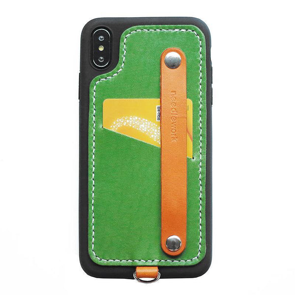 Handmade Green Leather iPhone X Case with Card Holder CONTRAST COLOR iPhone X Leather Case - iwalletsmen
