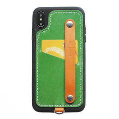 Handmade Orange Leather iPhone XS XR XS Max Case with Card Holder CONTRAST COLOR iPhone X Leather Case - iwalletsmen