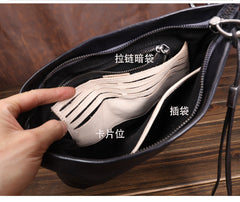 Tan Leather Mens Wristlet Bag Clutch Wrinkled Slim Messenger Bag Side Bag for Men