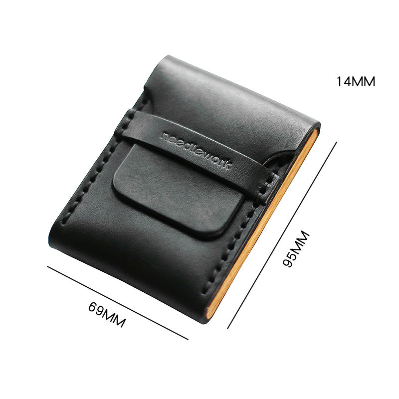 Cool Wooden Black Leather Mens Wallet Small Card Holder Coin Wallet for Men - iwalletsmen