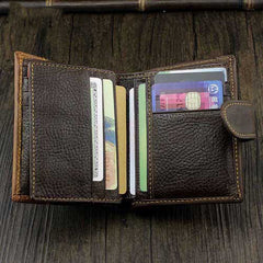 BLACK Coffee LEATHER MENS TRIFOLD SMALL BIKER WALLET with flap CHAIN WALLET WALLET WITH CHAIN FOR MEN - iwalletsmen