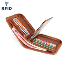 Cool Brown Small Zipper MENS LEATHER Brown Bifold Wallet SLIM billfold Brown Wallet FOR MEN - iwalletsmen
