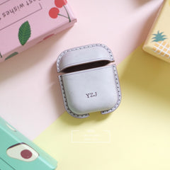 Personalized Blue Leather AirPods 1,2 Case Custom Blue Leather 1,2 AirPods Case Airpod Case Cover