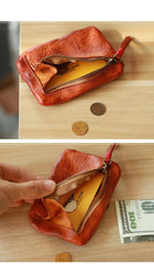Vintage Slim Brown Leather Mens Coin Wallet Zipper Coin Holder - Travel Size View - iwalletsmen