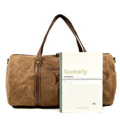 heavy duty canvas bag​ Khaki Waxed Canvas Gym Bag Travel Bag Canvas Mens Barrel Weekender Bag Duffle Bag For Men - iwalletsmen